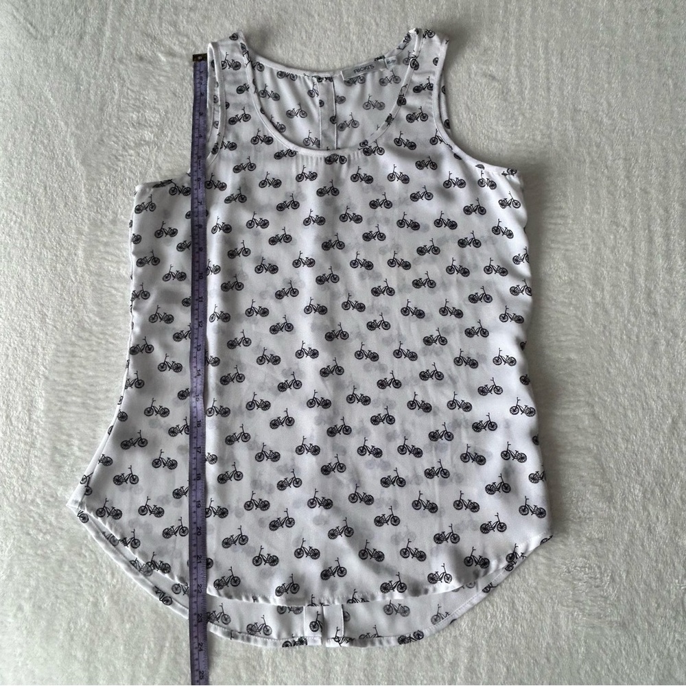 Ricki’s White Bicycle Print Women's Sleeveless Spring Summer Blouse Tank Top. XS - Picture 11 of 14